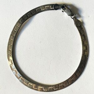925 sterling silver herringbone Greek key Bracelet vintage